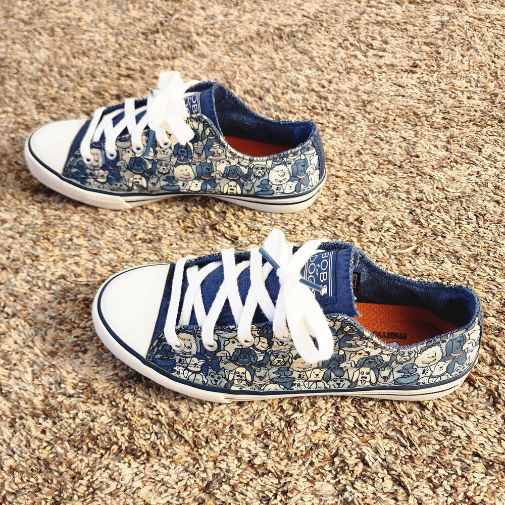 Skechers BOBS For Dogs Bow Wow Print Sneakers Size 8 Blue Multi Dog Lover - Picture 3 of 8